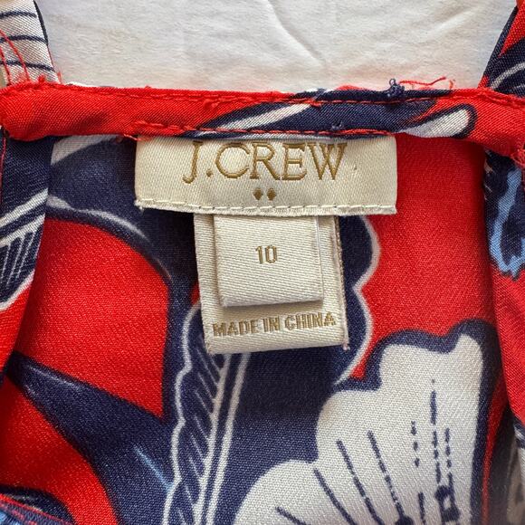 J. Crew Top Women's Red Floral Pattern Spaghetti Strap Sleeveless Sz 10 - Picture 8 of 8